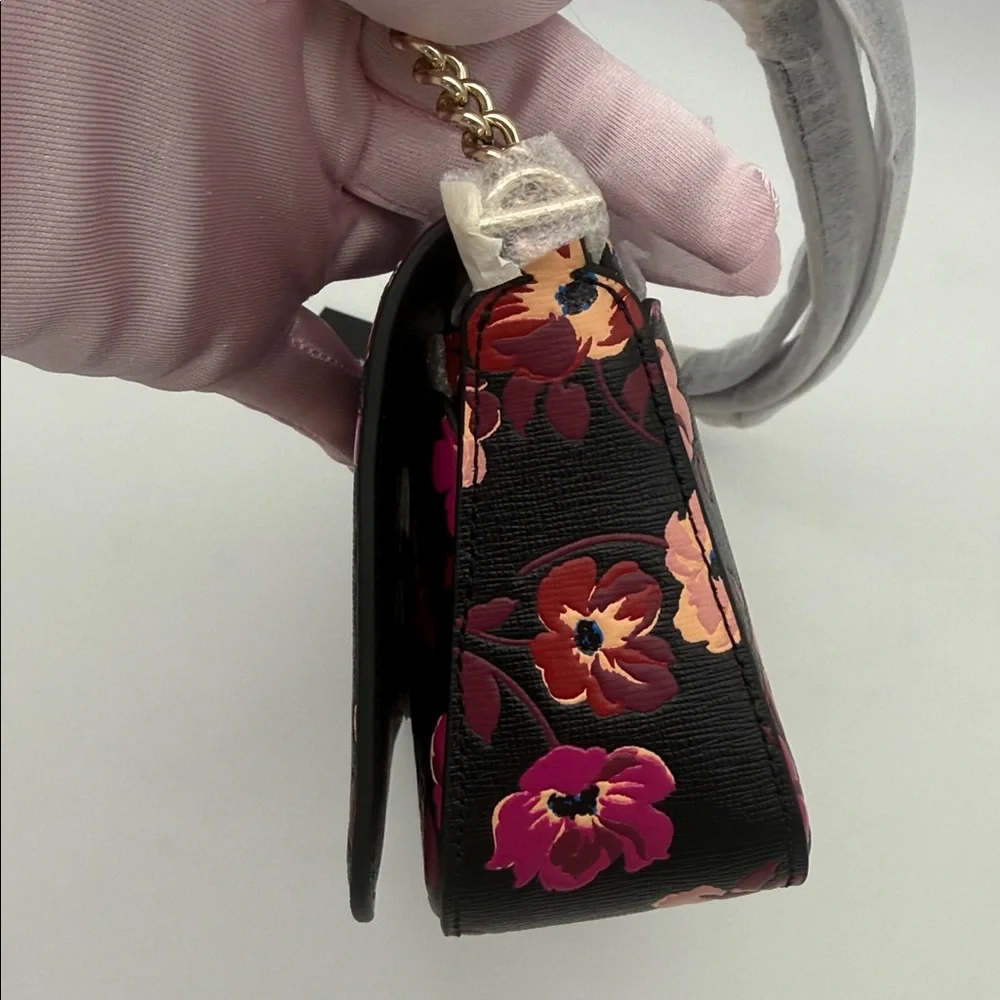 Kate Spade Devin Fall Poppies Flap Chain Wallet Black Multi